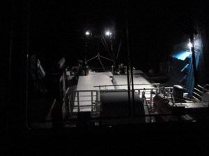 View from the bridge at night.